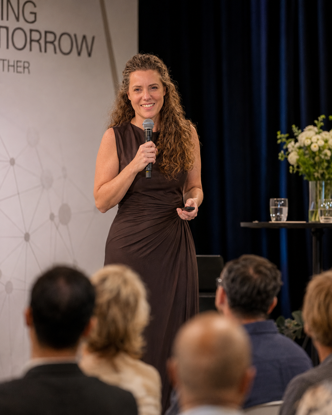 Rachel Branson speaking on stage